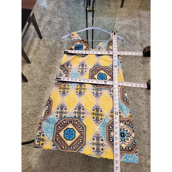 Fab'rik Womens Multi Floral Polyester Sleeveless V Neck Knee Length Dress Small - Picture 8 of 13